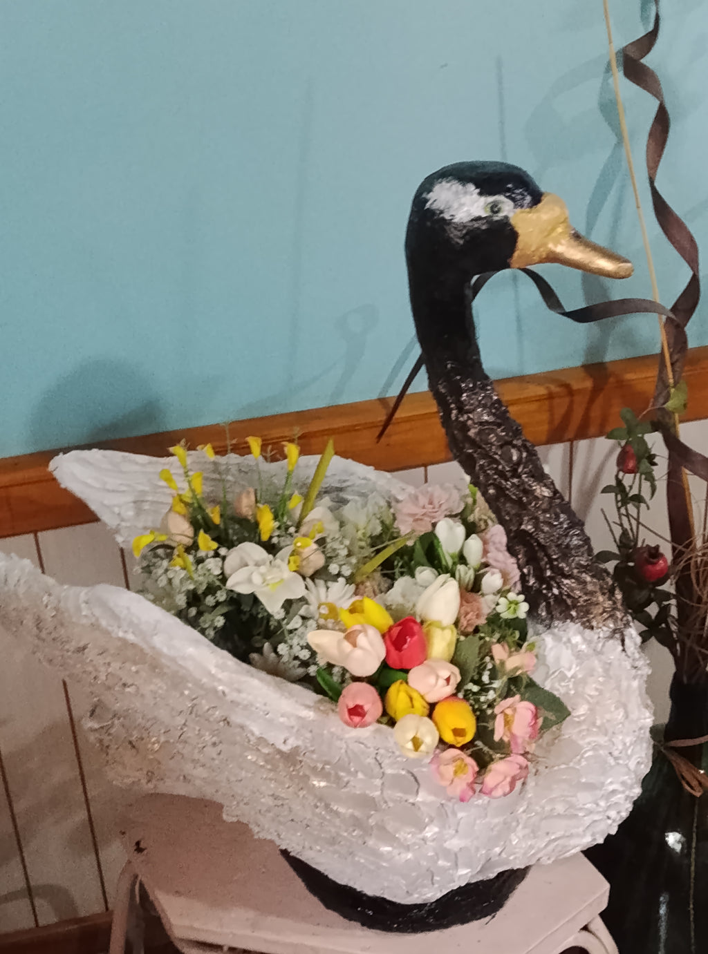 Cisne Decorativo Artesanal Porta Flores – Gran Formato